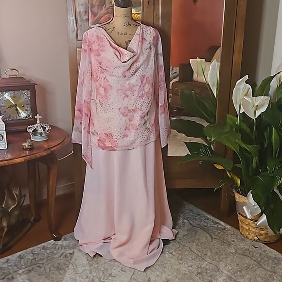 Onyx Nite Pastel Pink Floral bodice gown size 16 - Picture 1 of 14